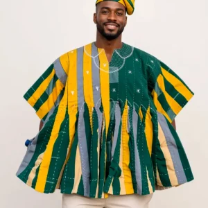 Kente Green & Gold Smock