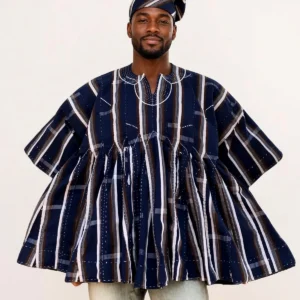 Navy Pinstripe Smock