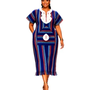 Royal Stripe Midi Dress