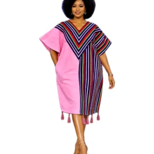 Pink Half & Half Tassel Dress