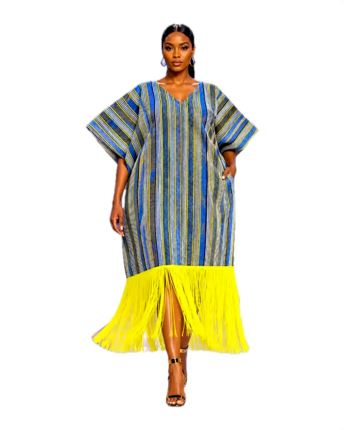 Lime Fringe Kaftan