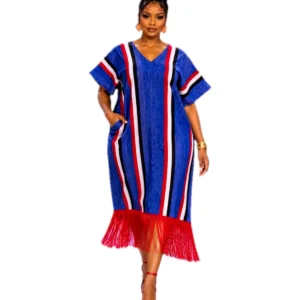 Red, White & Blue Fringe Kaftan
