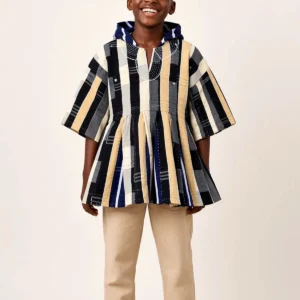 Kids' Cream Check Hooded Smock