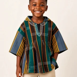 Kids' Teal Hooded Smock