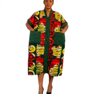 Red & Green Print Kaftan